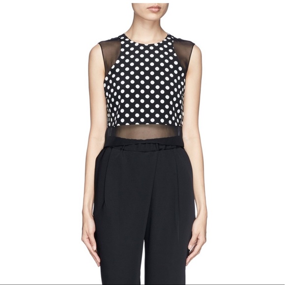 Elizabeth and James Enno Polka Dot Silk Crop Top - Picture 1 of 10